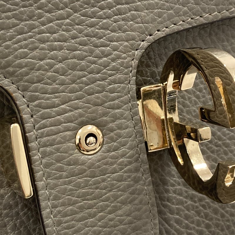 GUCCI 古馳 側背包 510304 牛皮 灰 金釦-9
