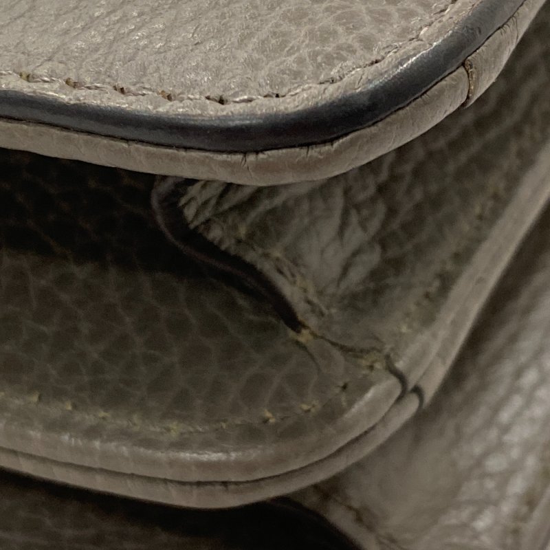 GUCCI 古馳 側背包 510304 牛皮 灰 金釦-14