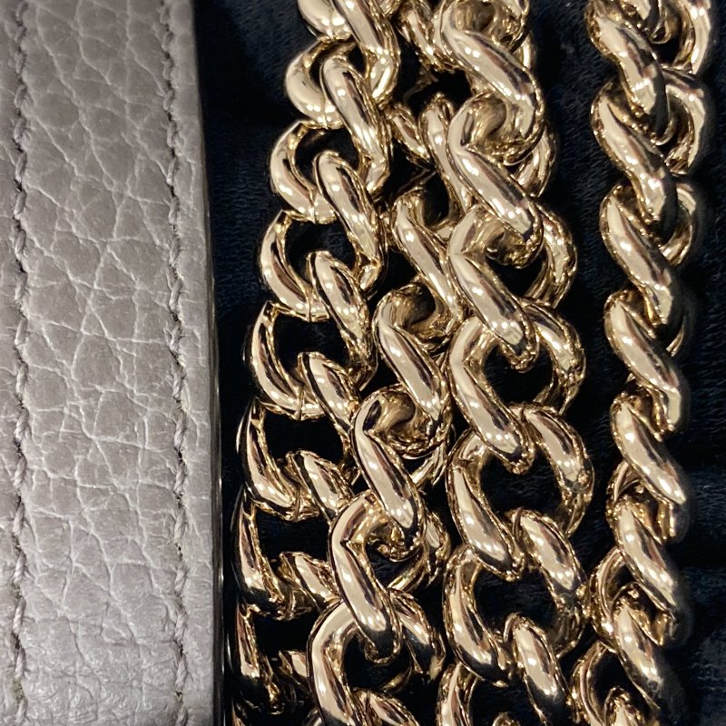 GUCCI 古馳 側背包 510304 牛皮 灰 金釦-16
