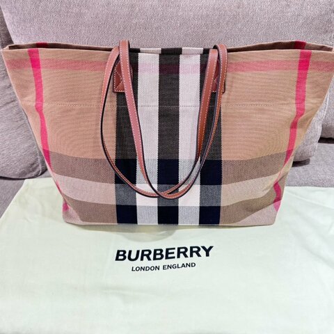 BURBERRY 經典格紋帆布托特包