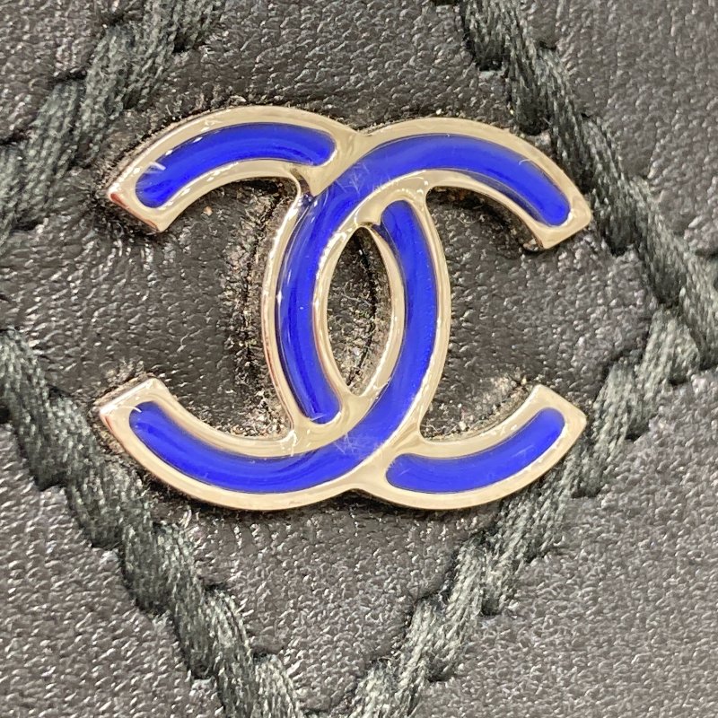 CHANEL 香奈兒 卡片零錢包 AP0216 黑 皮革 銀釦-12