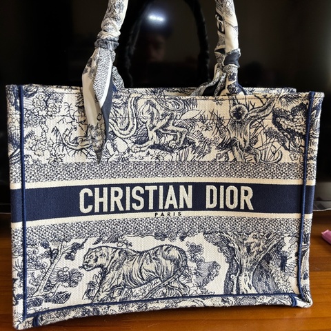Dior 迪奧 Dior 迪奧 經典BOOK TOTE系列動物主題圖案刺繡帆布手提托特包
