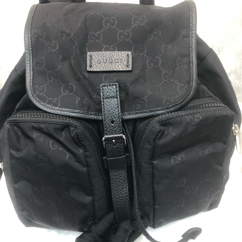 Gucci 黑色暗花絹料背囊 XC569-7