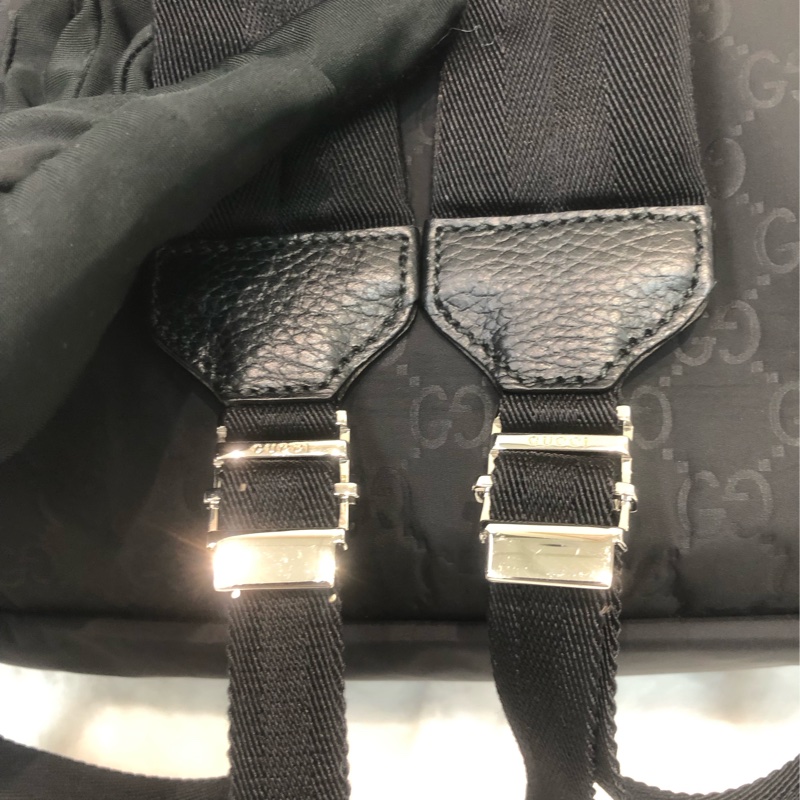 Gucci 黑色暗花絹料背囊 XC569-16