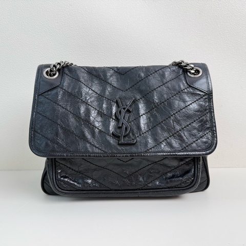 98新✨聖羅蘭/Saint laurent NIKI系列手袋單肩包斜挎包 黑色 2022年 尺寸：長度28cm、高度20cm、寬度8.5cm