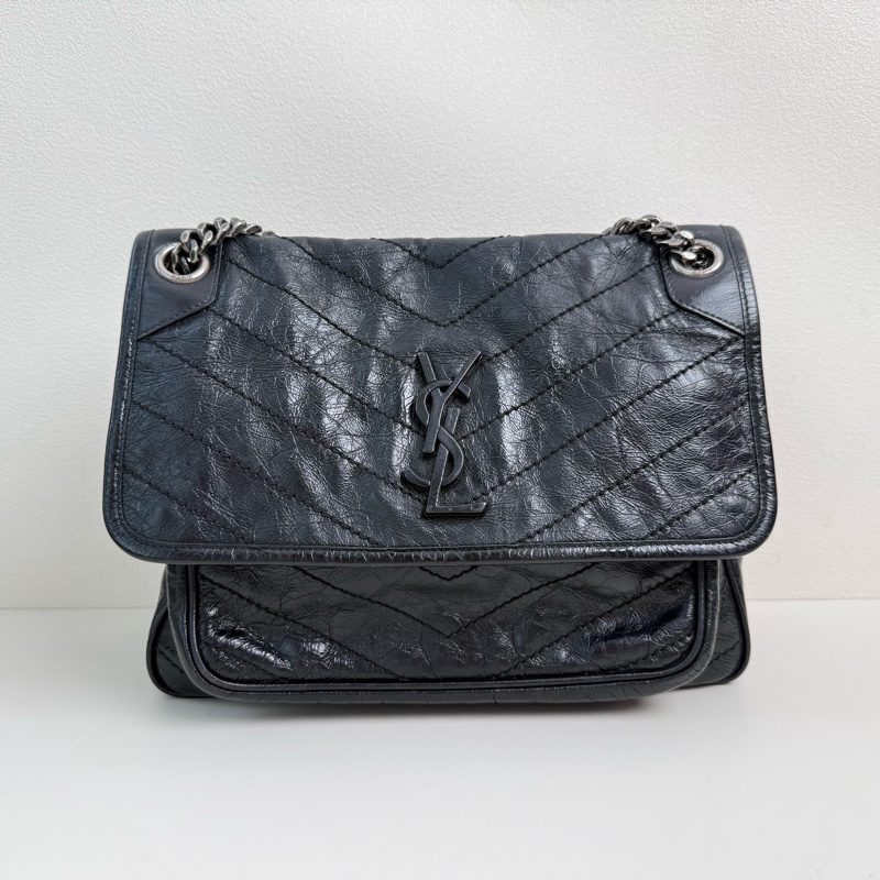 98新✨聖羅蘭/Saint laurent NIKI系列手袋單肩包斜挎包 黑色 2022年 尺寸:長度28cm、高度20cm、寬度8.5cm-0