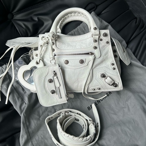✨99新 Balenciaga/巴黎世家NeoCagole白色機車包xs手提包斜挎包 附件：肩帶 塵袋