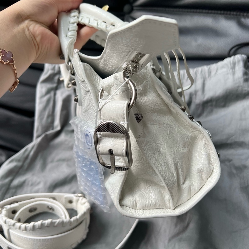 ✨99新 Balenciaga/巴黎世家NeoCagole白色機車包xs手提包斜挎包 附件:肩帶 塵袋-5