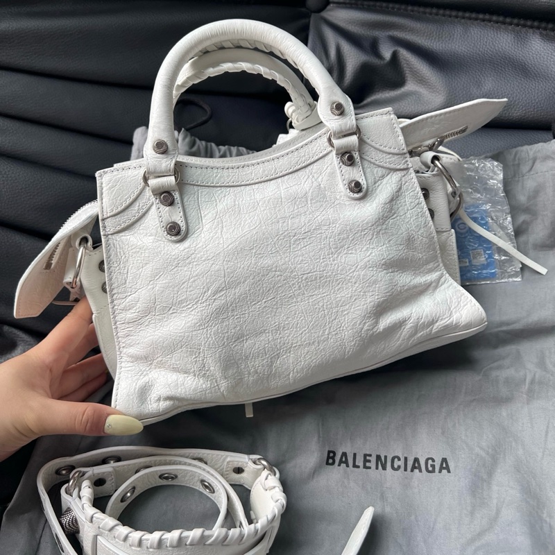 ✨99新 Balenciaga/巴黎世家NeoCagole白色機車包xs手提包斜挎包 附件:肩帶 塵袋-6