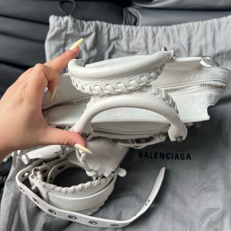 ✨99新 Balenciaga/巴黎世家NeoCagole白色機車包xs手提包斜挎包 附件:肩帶 塵袋-7
