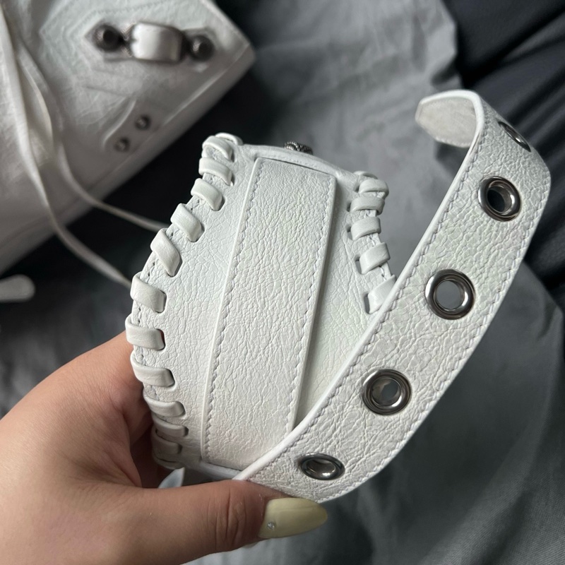 ✨99新 Balenciaga/巴黎世家NeoCagole白色機車包xs手提包斜挎包 附件:肩帶 塵袋-8