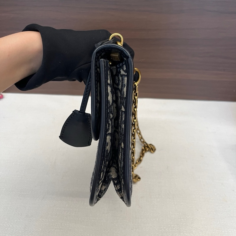 99新✨ Dior迪奧Addict藍色老花斜挎包郵差包單肩包 中號 金扣 2019年-2
