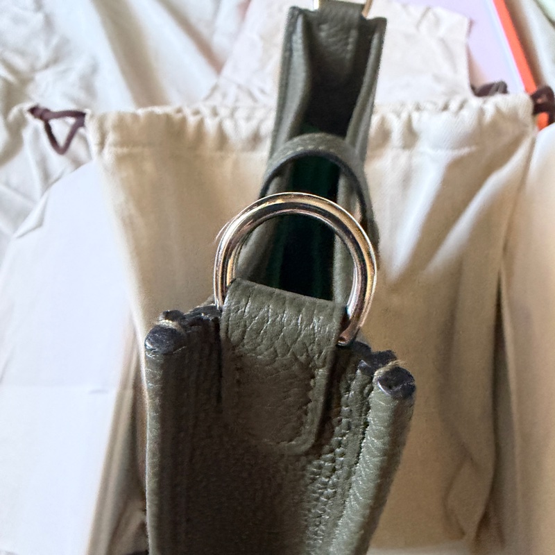 HERMES Mini Evelyne 欖欖綠 銀釦 附綠色內膽包-2