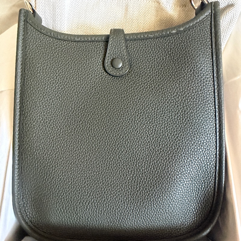 HERMES Mini Evelyne 欖欖綠 銀釦 附綠色內膽包-6