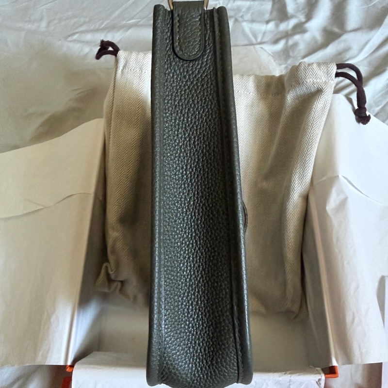 HERMES Mini Evelyne 欖欖綠 銀釦 附綠色內膽包-7