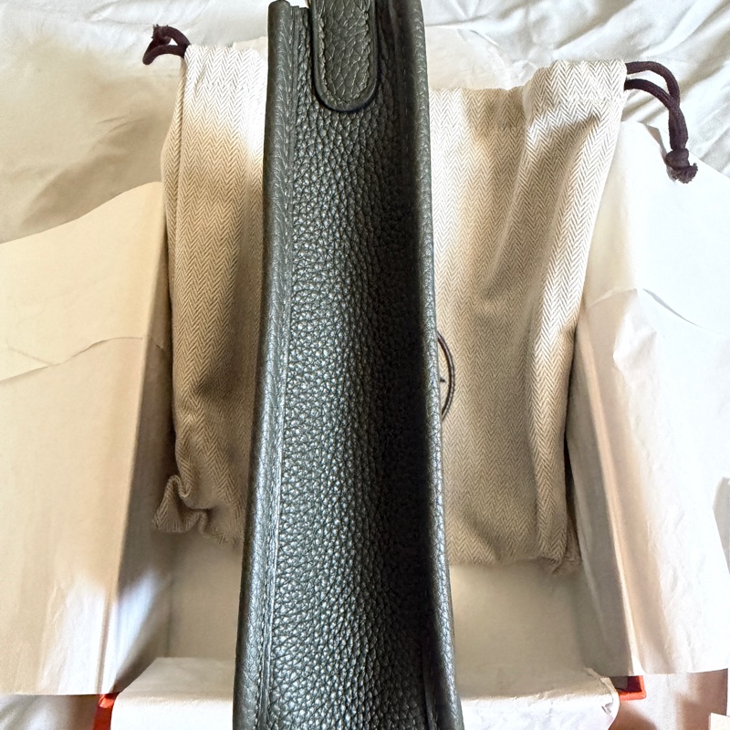 HERMES Mini Evelyne 欖欖綠 銀釦 附綠色內膽包-8