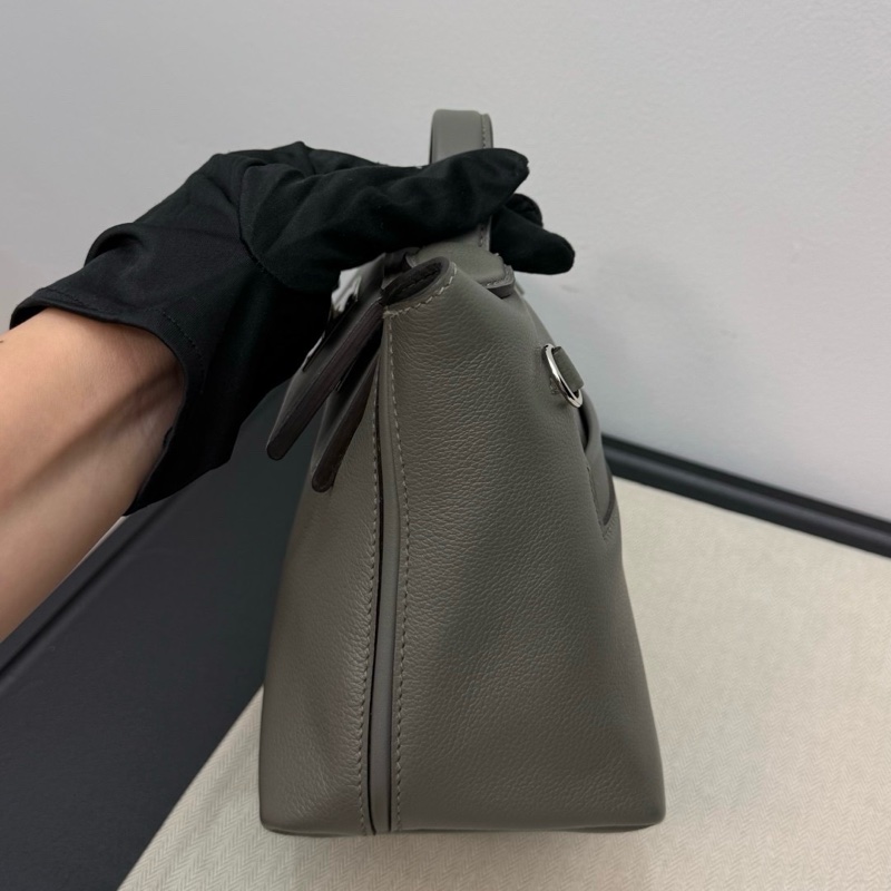 閒置新✨Hermes/愛馬仕2424Mini積雨雲灰手提包斜挎包銀扣U刻 附件:肩帶 塵袋-7
