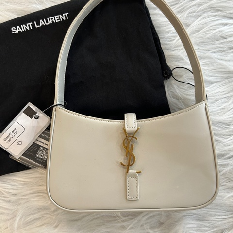 YSL Le5 A7 白色 皮革 Hobo 肩背包