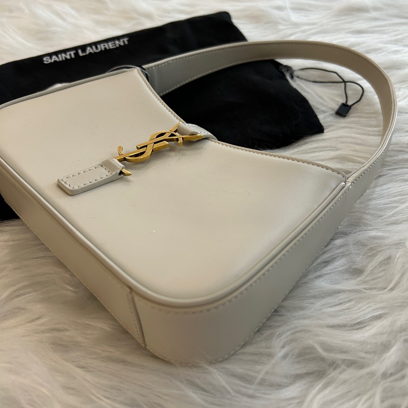 YSL Le5 A7 白色 皮革 Hobo 肩背包-2