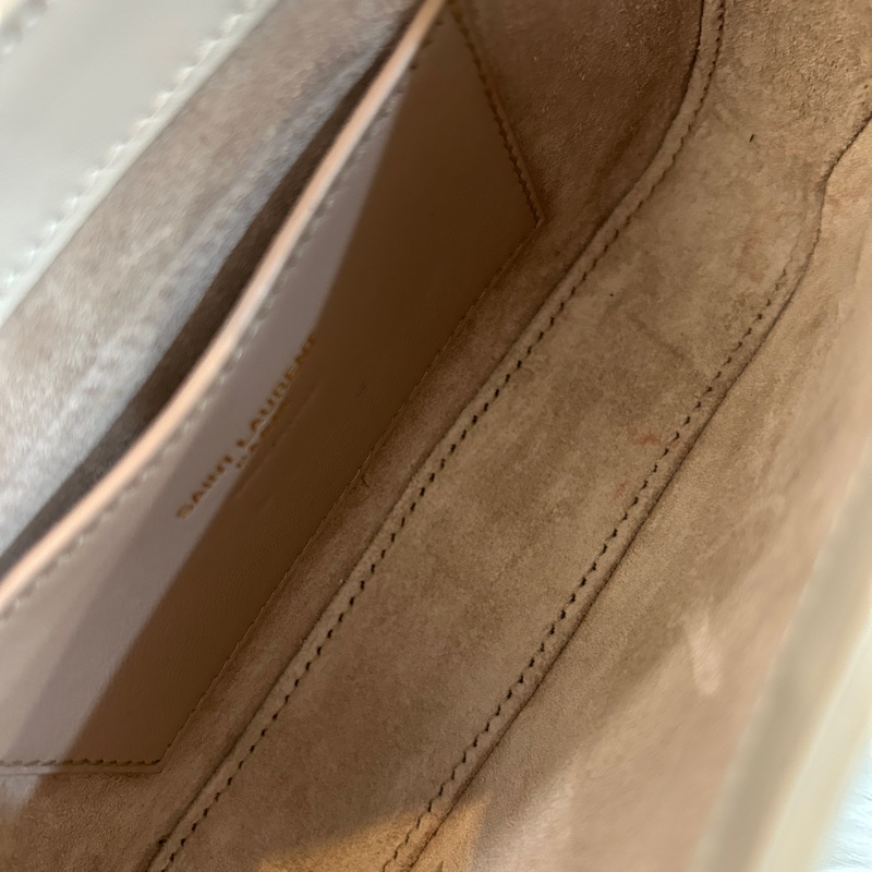 YSL Le5 A7 白色 皮革 Hobo 肩背包-4