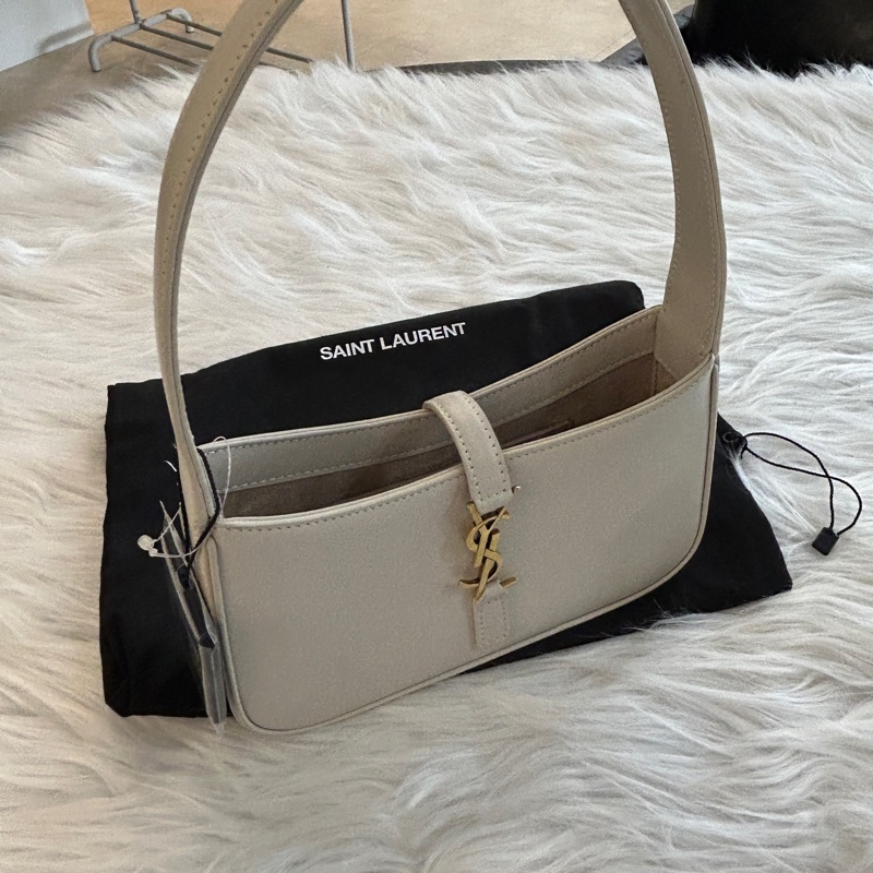 YSL Le5 A7 白色 皮革 Hobo 肩背包-7