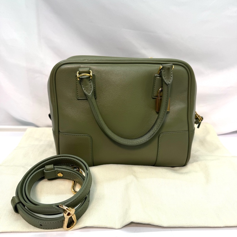 羅威 LOEWE 方形兩用綠色手提肩背包-2