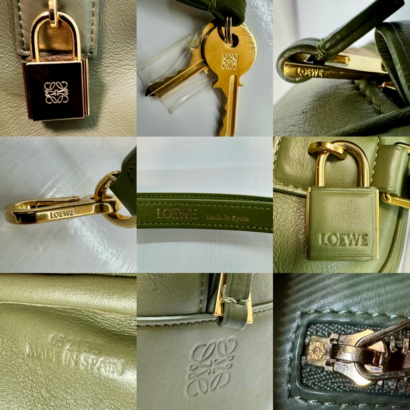 羅威 LOEWE 方形兩用綠色手提肩背包-8
