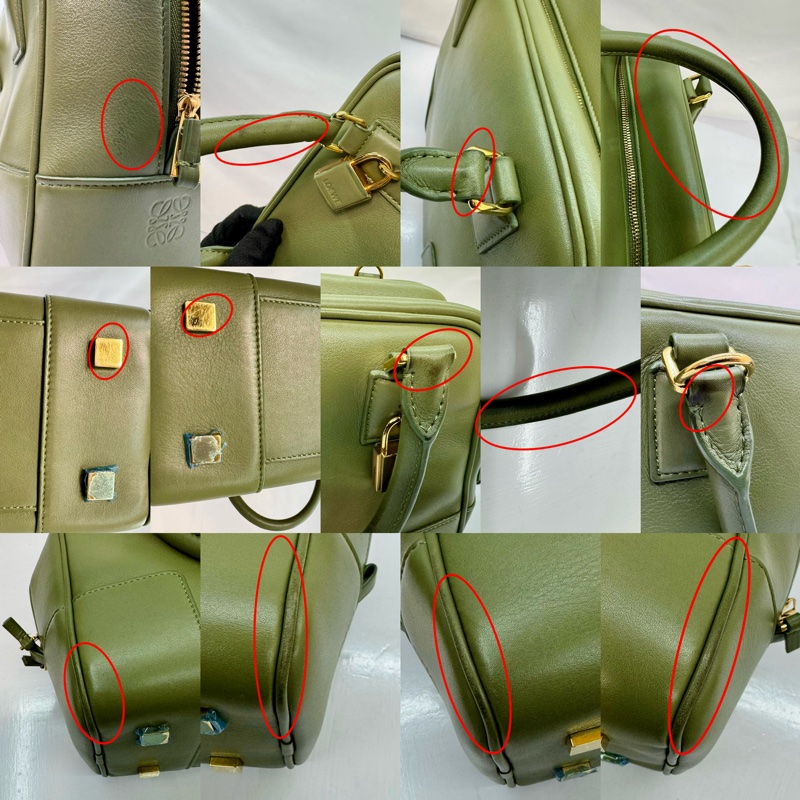 羅威 LOEWE 方形兩用綠色手提肩背包-9