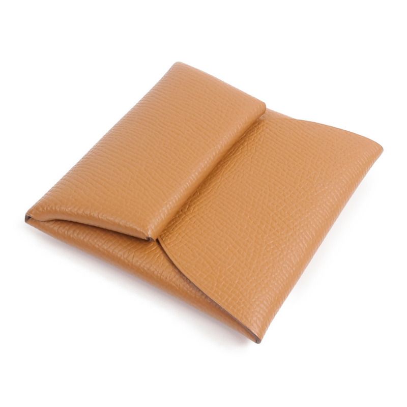 HERMES Epsom皮革Bastia零錢包Gold-3