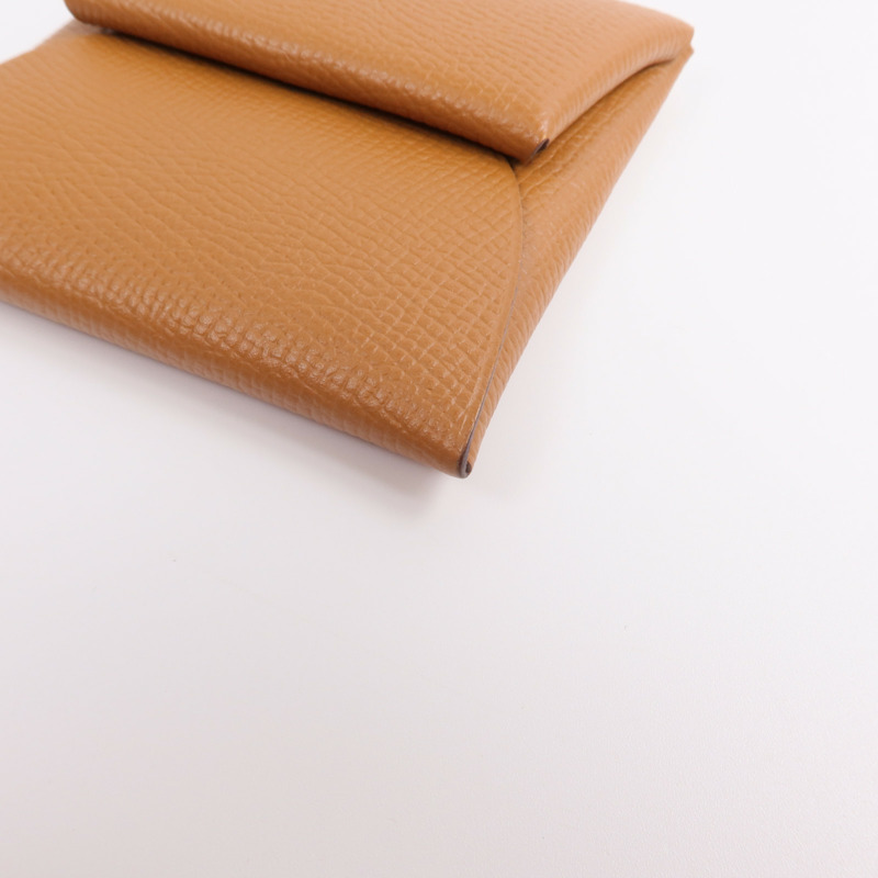 HERMES Epsom皮革Bastia零錢包Gold-6