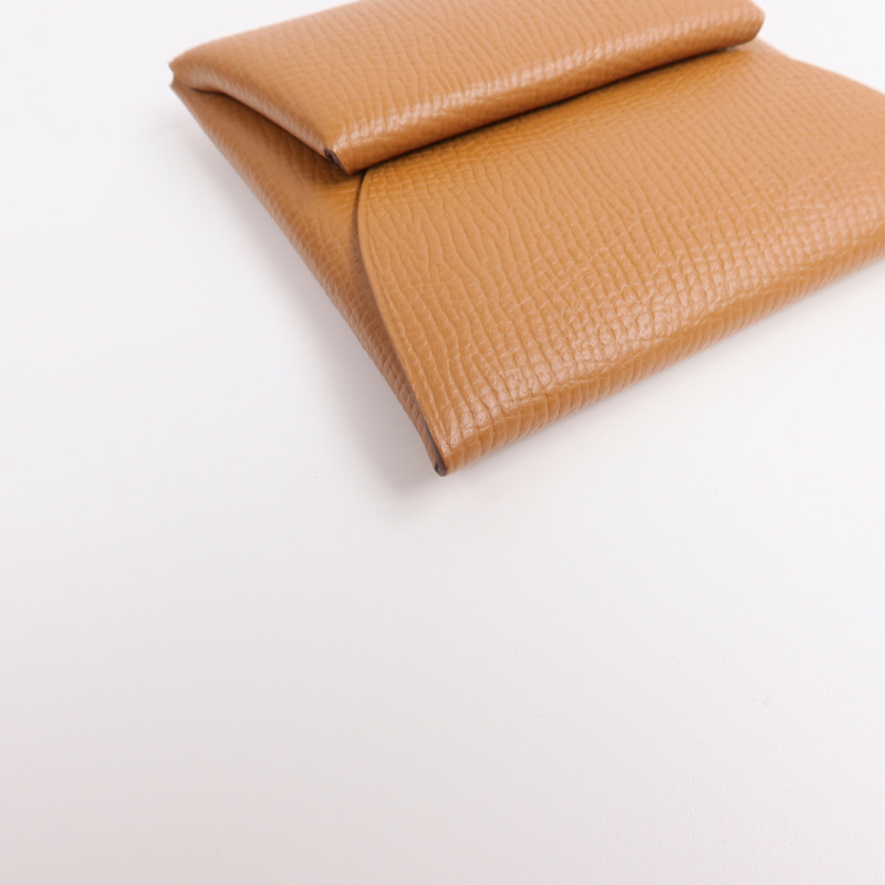 HERMES Epsom皮革Bastia零錢包Gold-7