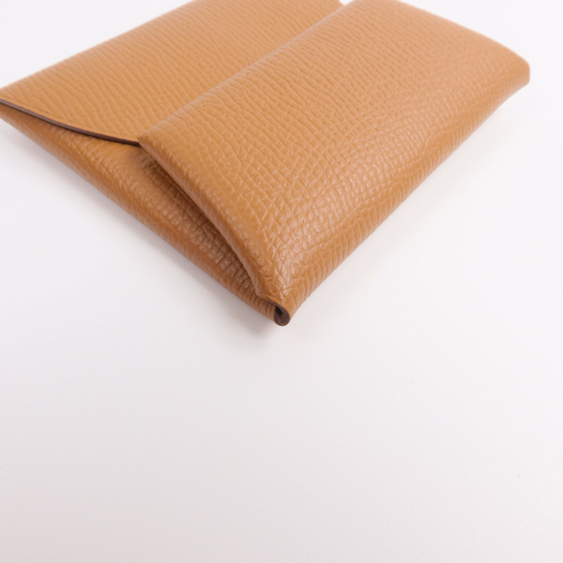 HERMES Epsom皮革Bastia零錢包Gold-8