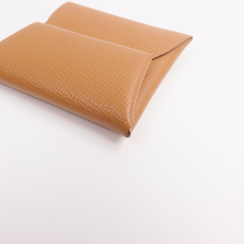 HERMES Epsom皮革Bastia零錢包Gold-9