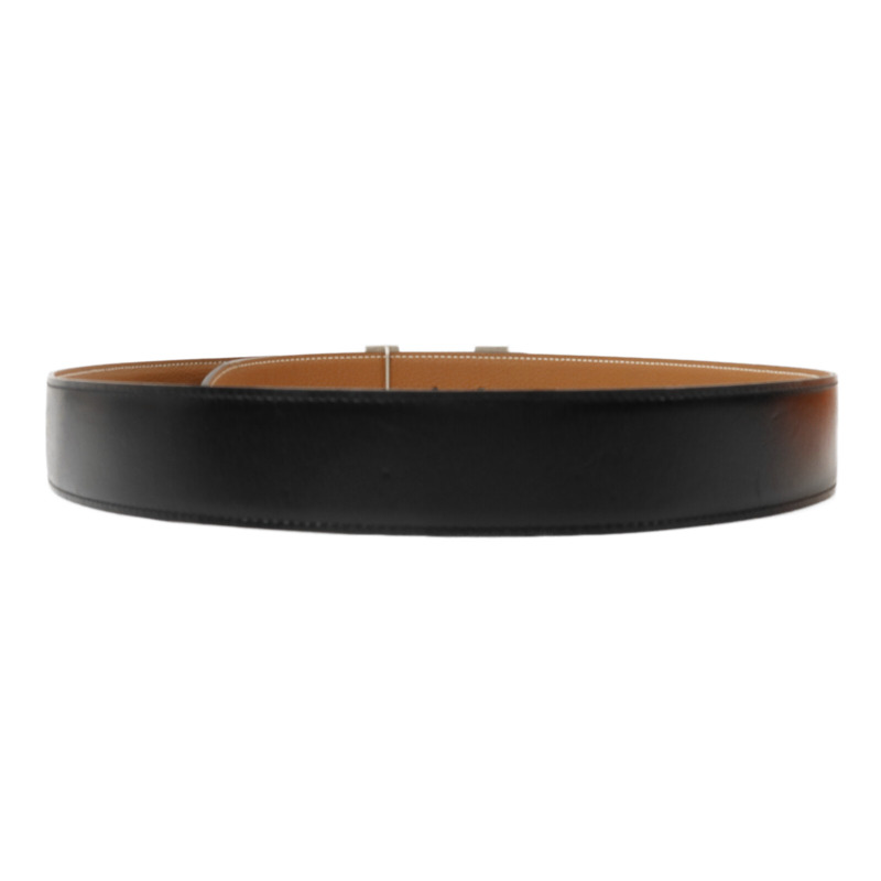 HERMES Clemence皮革H Belt皮帶Noir/Brown-1