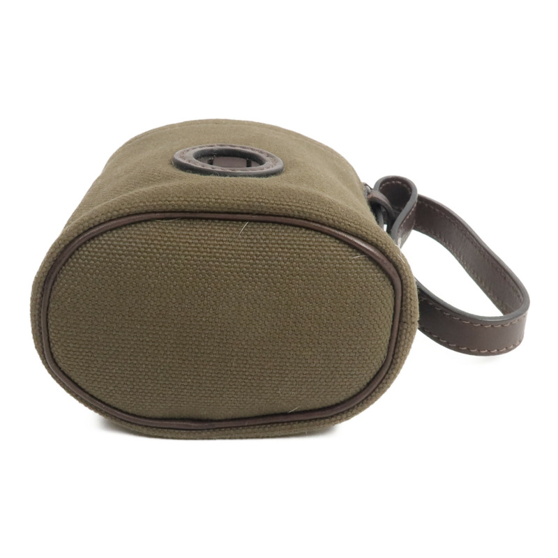 HERMES Barenia皮革/帆布On-The-Go Dog Pouch手拿包Kaki/Feu-4