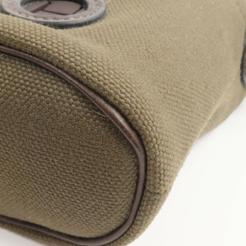 HERMES Barenia皮革/帆布On-The-Go Dog Pouch手拿包Kaki/Feu-13