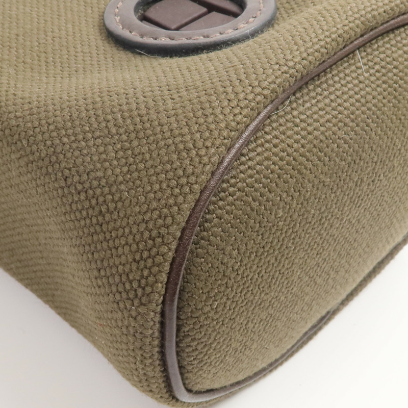 HERMES Barenia皮革/帆布On-The-Go Dog Pouch手拿包Kaki/Feu-14