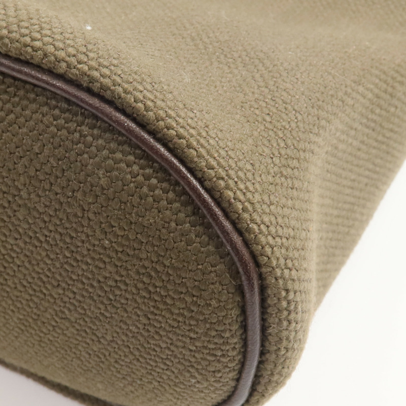 HERMES Barenia皮革/帆布On-The-Go Dog Pouch手拿包Kaki/Feu-15