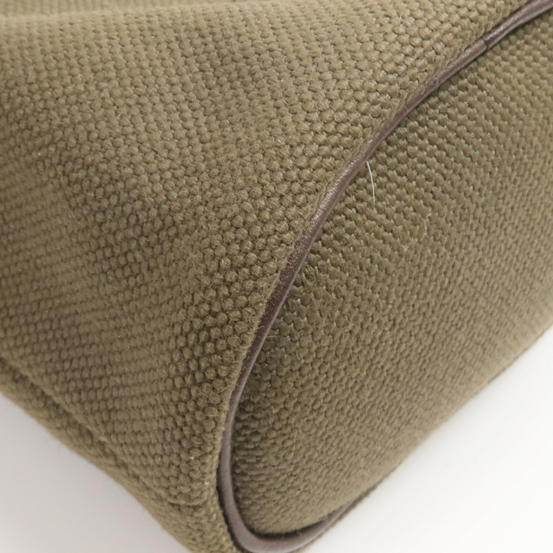 HERMES Barenia皮革/帆布On-The-Go Dog Pouch手拿包Kaki/Feu-16