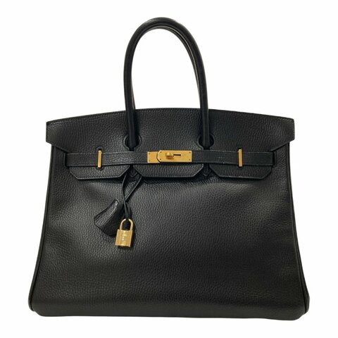HERMES 愛馬仕 柏金包 手提包  BIRKIN35 皮革 黑 金釦