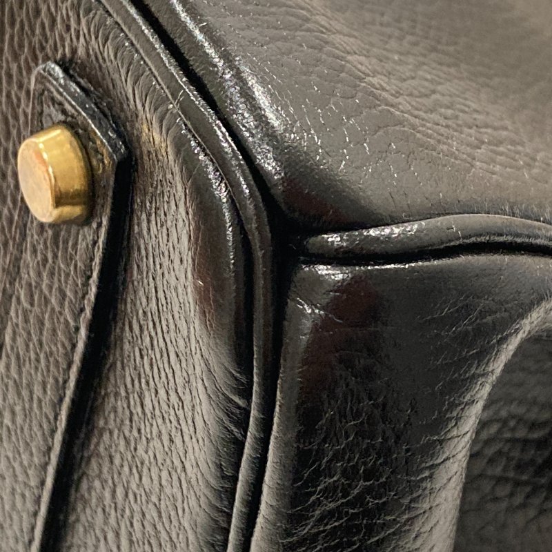 HERMES 愛馬仕 柏金包 手提包 BIRKIN35 皮革 黑 金釦-7