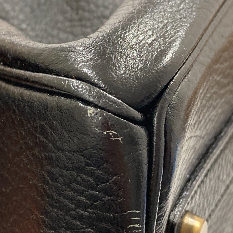 HERMES 愛馬仕 柏金包 手提包 BIRKIN35 皮革 黑 金釦-9