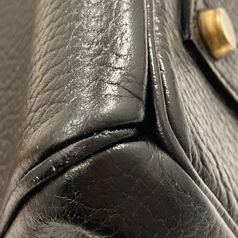HERMES 愛馬仕 柏金包 手提包 BIRKIN35 皮革 黑 金釦-10