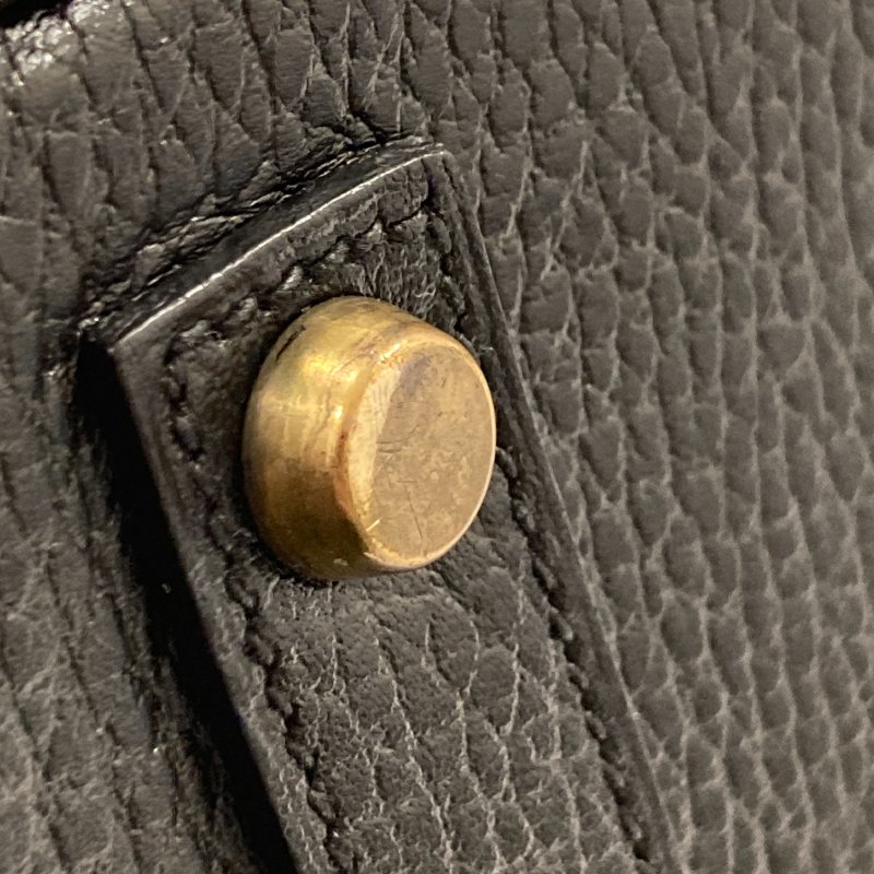 HERMES 愛馬仕 柏金包 手提包 BIRKIN35 皮革 黑 金釦-11