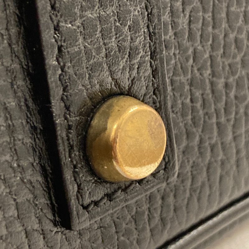 HERMES 愛馬仕 柏金包 手提包 BIRKIN35 皮革 黑 金釦-12