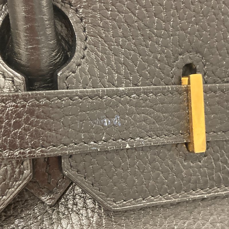 HERMES 愛馬仕 柏金包 手提包 BIRKIN35 皮革 黑 金釦-15