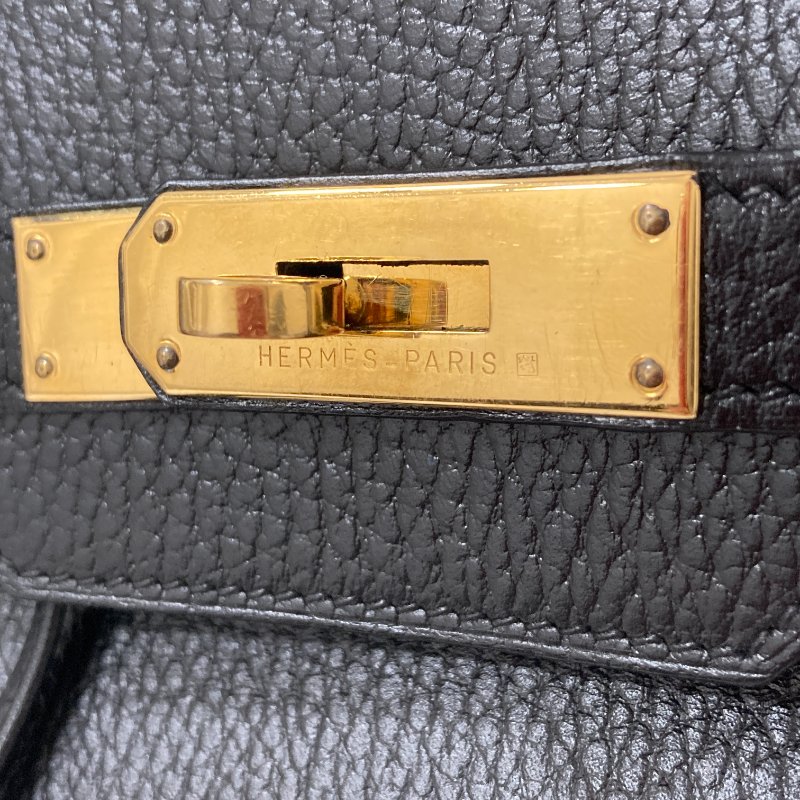 HERMES 愛馬仕 柏金包 手提包 BIRKIN35 皮革 黑 金釦-17