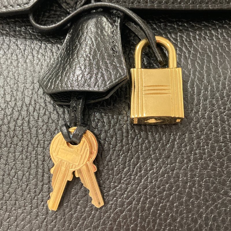 HERMES 愛馬仕 柏金包 手提包 BIRKIN35 皮革 黑 金釦-18