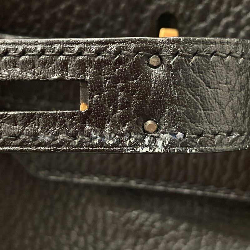 HERMES 愛馬仕 柏金包 手提包 BIRKIN35 皮革 黑 金釦-19