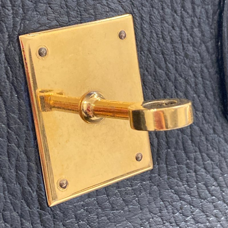 HERMES 愛馬仕 柏金包 手提包 BIRKIN35 皮革 黑 金釦-24